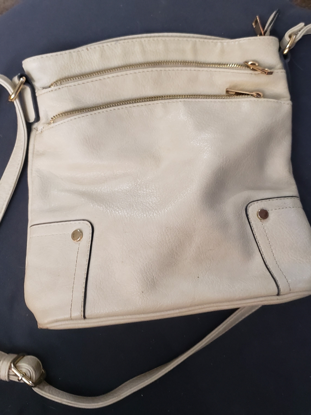 Cream Crossbody Bag with Gold Hardware